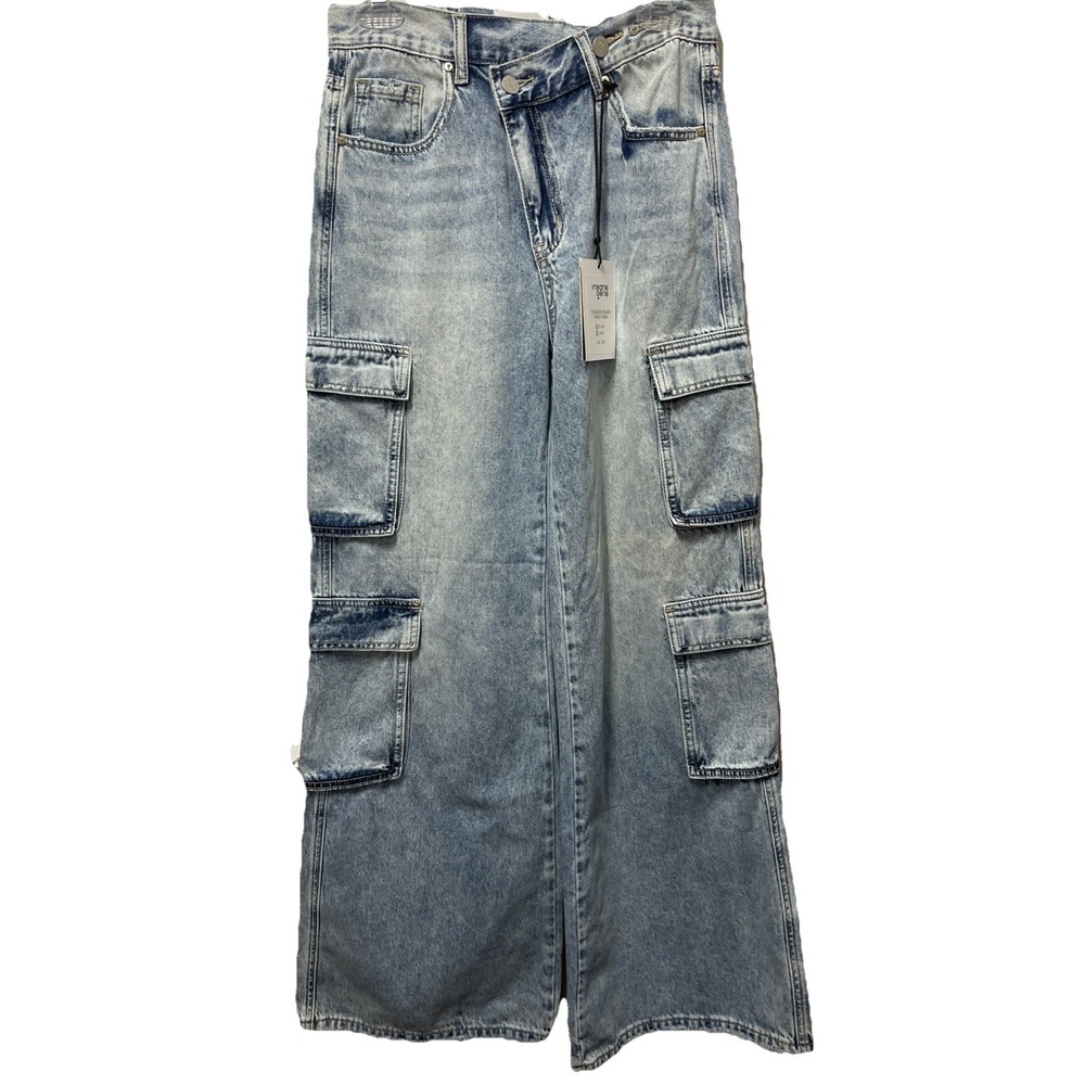 Insane Gene Women's Crossover Relaxed Acid Washed Cargo Jeans Size 7/27